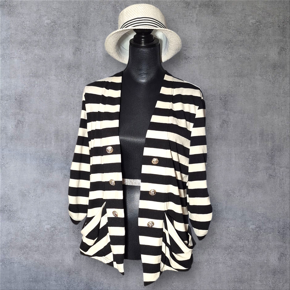 Striped Black and White Women's Open Blazer NWT